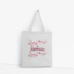 Τσάντα tote με μήνυμα Teaching is a work of heart, διακοσμημένη με ροζ και κόκκινες καρδιές – δώρο για δασκάλα