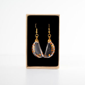 Σκουλαρίκια Μισοφέγγαρο Διάφανα με Χρυσά Στρας