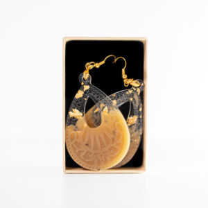 Σκουλαρίκια μόκα με φύλλα χρυσού